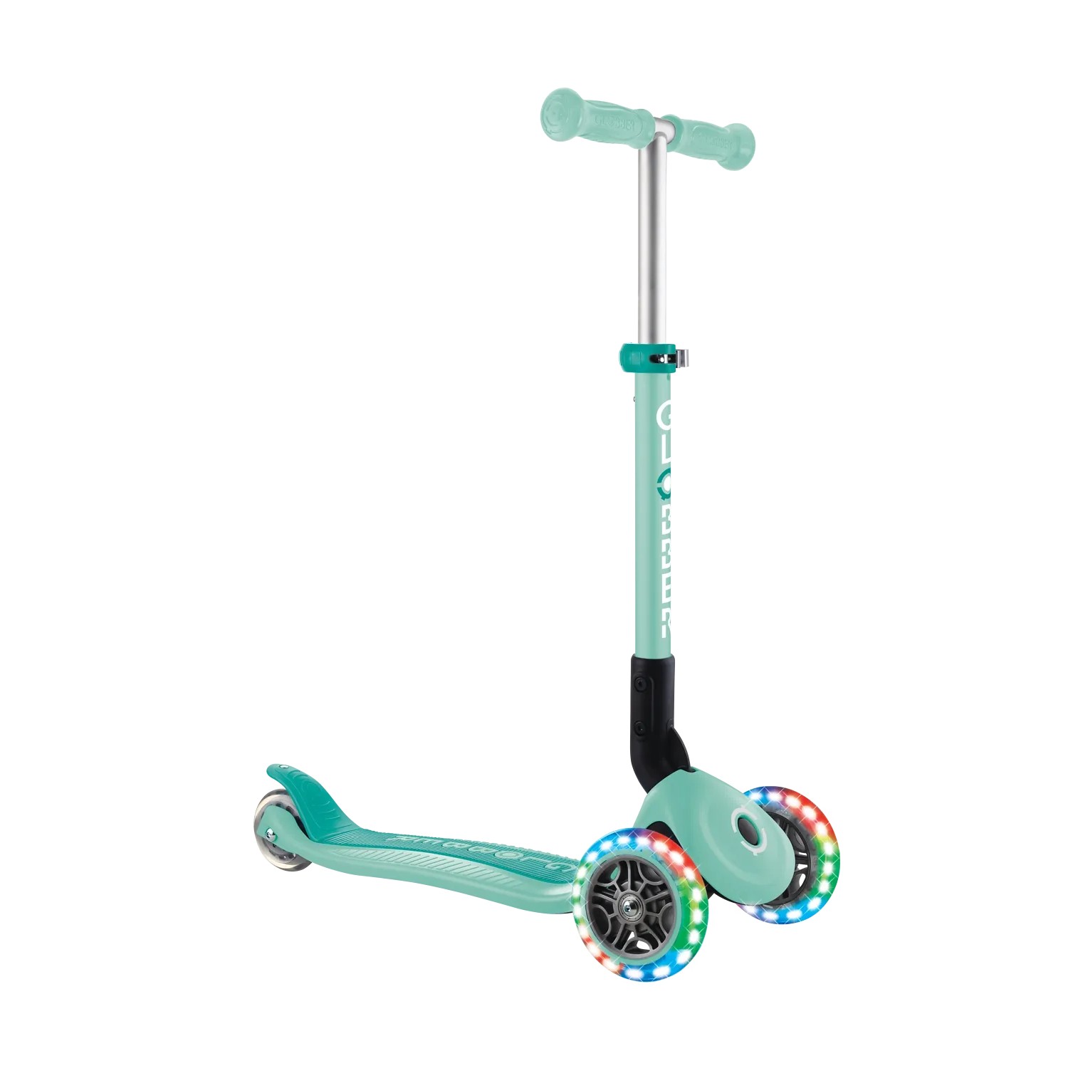 Globber Junior Foldable Lights Tretroller 120/80 mm ABEC 9 3-Rädrig LED-Leuchtrollen Mint