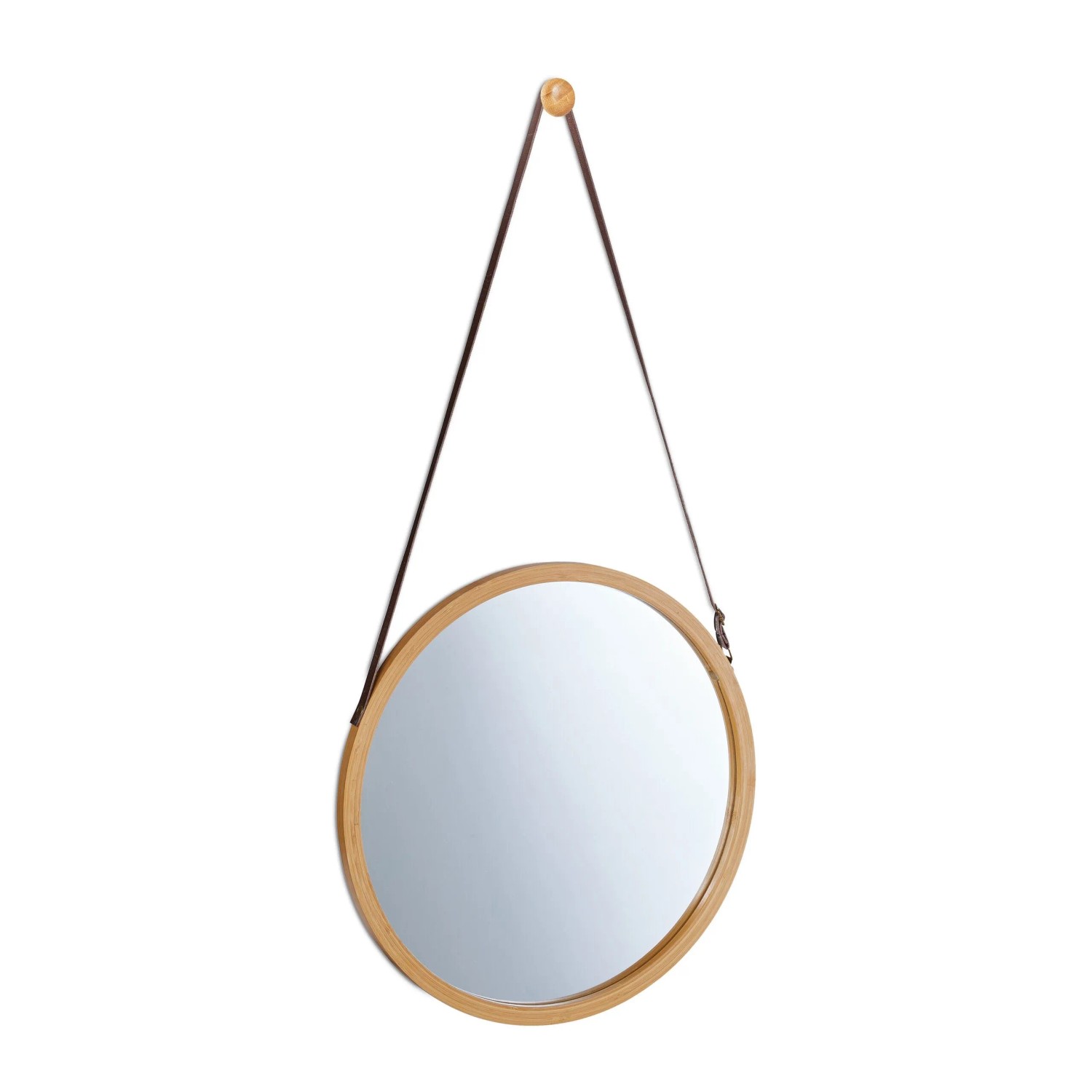 Relaxdays Hängespiegel Bambus Natur Braun Längenverstellbar ø 38 cm x 1,5 cm 1,1 kg
