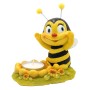 2er Set Deko Bienenpaar mit Teelichthalter, Keramik Gartendeko, 7x12x13 cm.