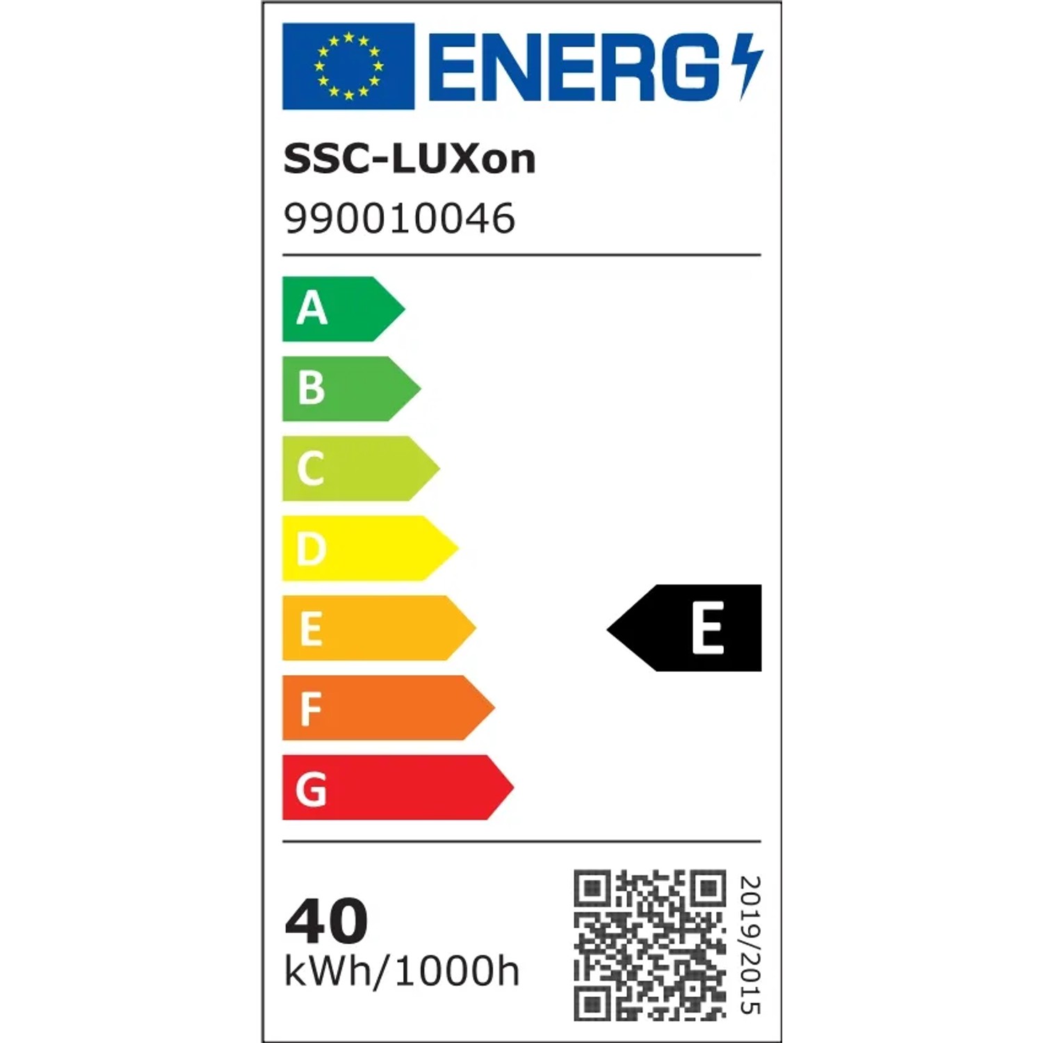 Energielabel für SSC-LUXon NORSU LED Außenstrahler, Energieeffizienzklasse E.