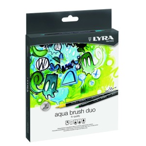LYRA Aqua Brush Duo, 24 Stifte in verschiedenen Farben im Karton. Stifte für Handlettering und Kalligraphie.