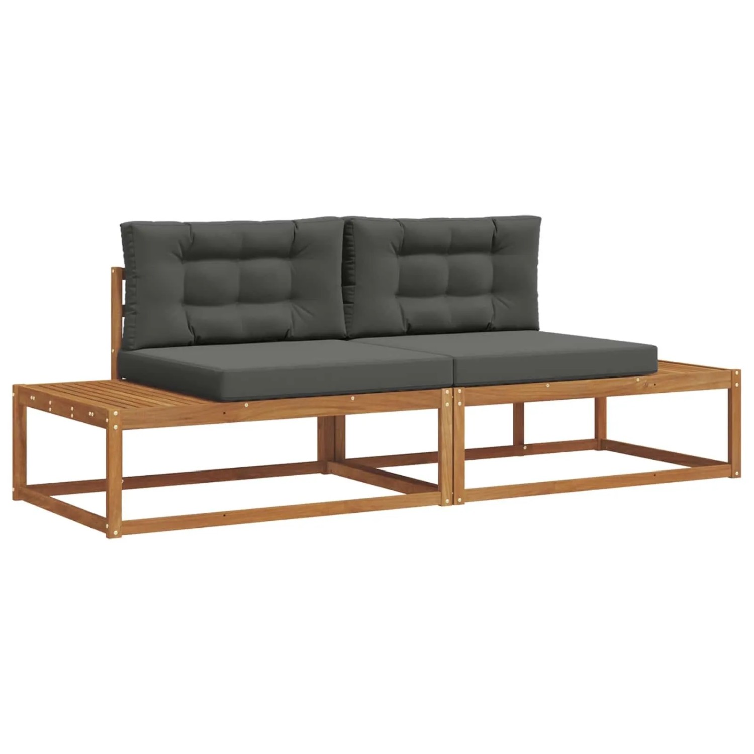 vidaXL Outdoor-Sofagarnitur mit Kissen 2 Stück Natur und Anthrazit 3368125