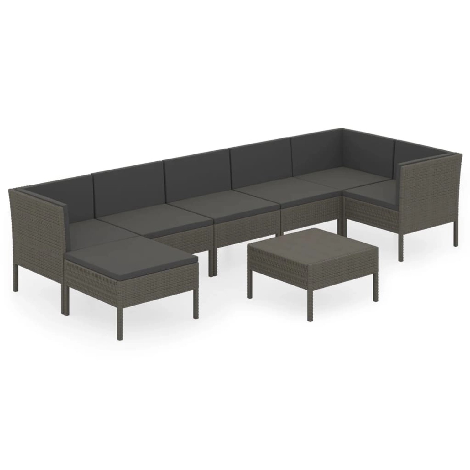 vidaXL 8-tlg Garten-Lounge-Set mit Auflagen Poly Rattan Grau Modell 21