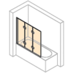 Hüppe Badewannenabtrennung Design Pure, 3-teilig, silber matt, auf Badewanne montiert.