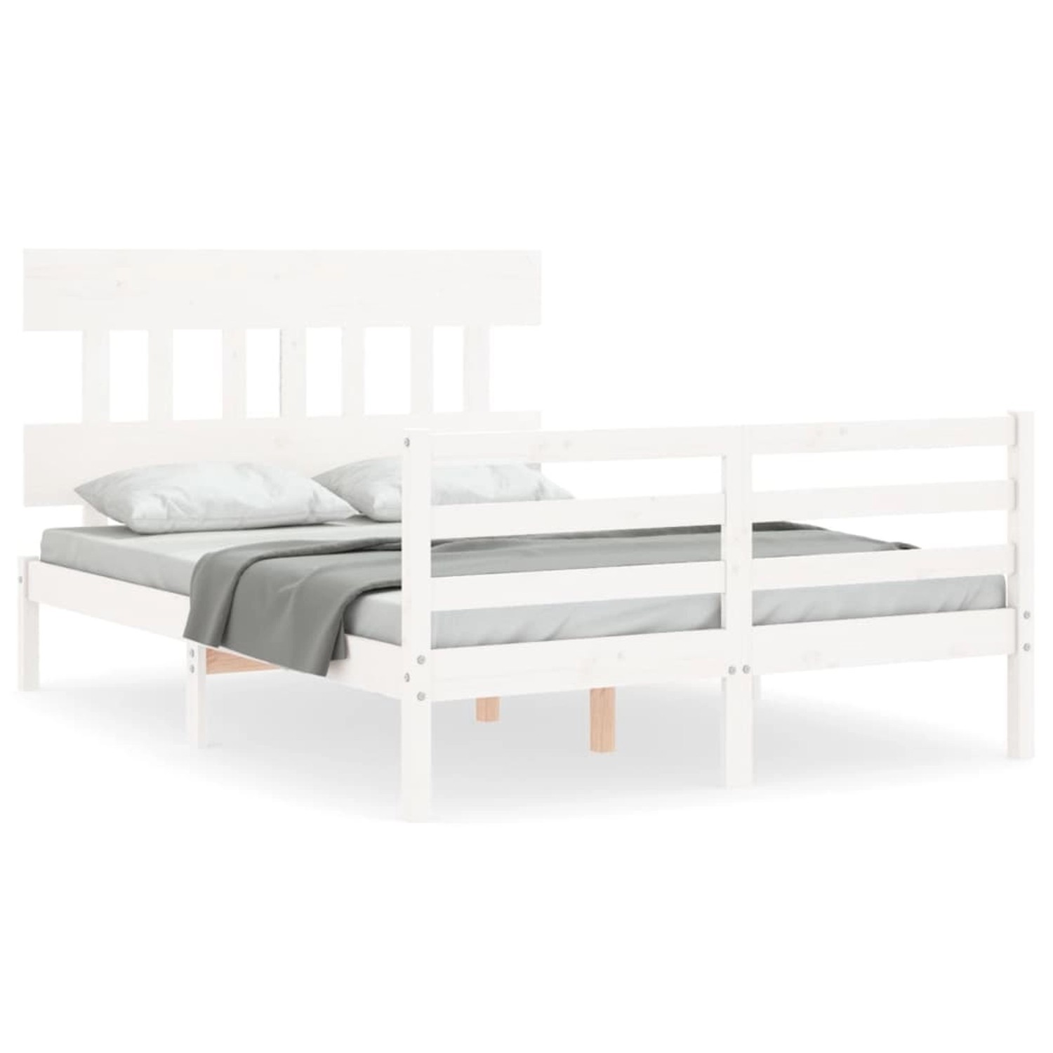 vidaXL Massivholzbett mit Kopfteil Weiß 140x190 cm 3195137 günstig online kaufen