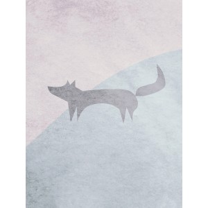 Komar Wandbild: Abstrakter Fuchs (grau) auf pastellfarbenem Grund, 30x40 cm.