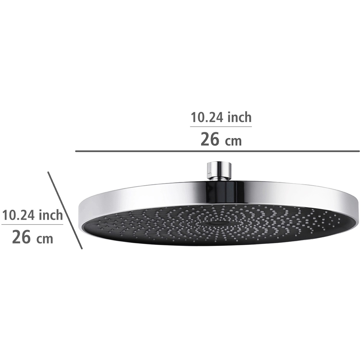 Wenko Kopfbrause Softwater, 26 cm, chromfarben/schwarz, aus ABS-Kunststoff.