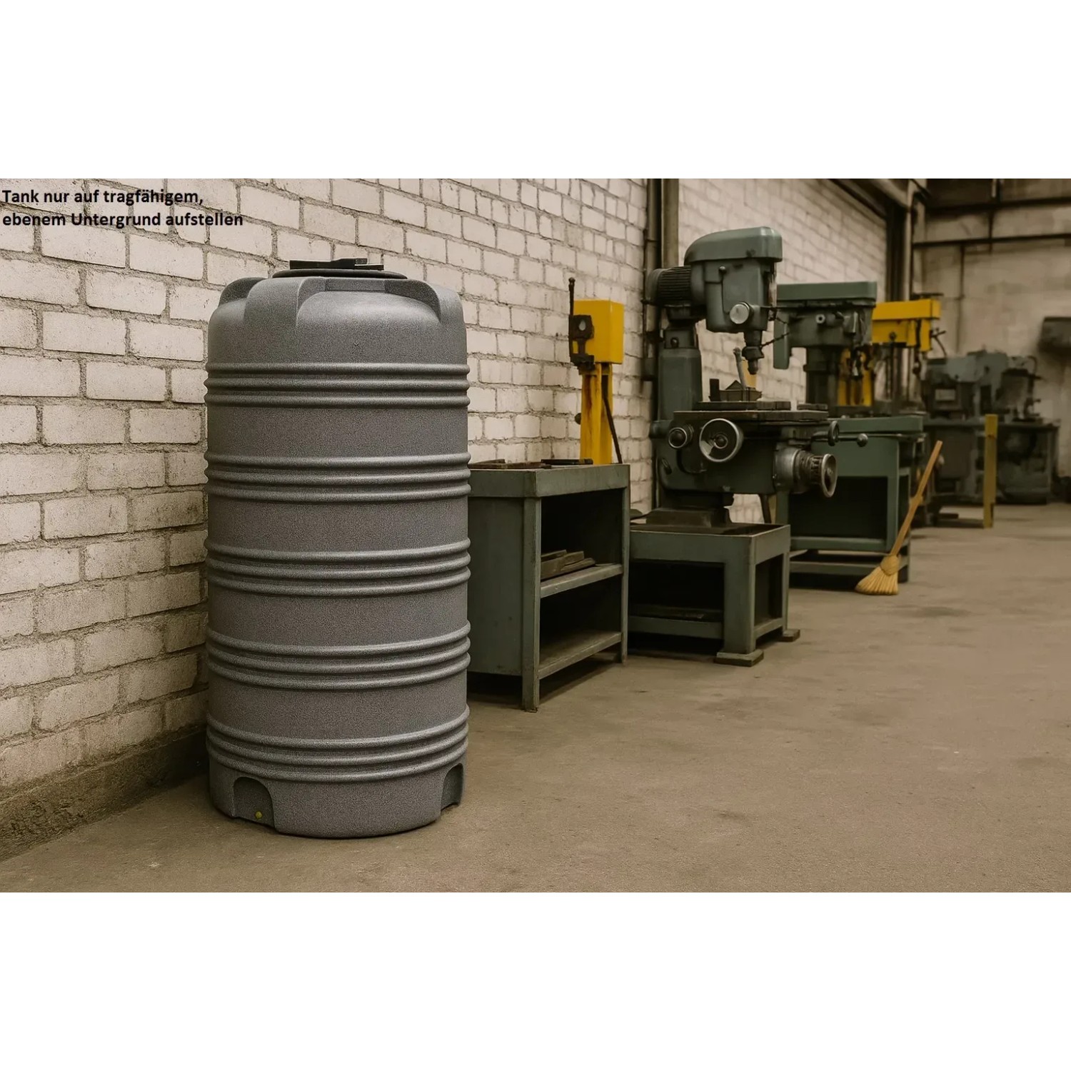 Zylindrischer, marmorierter KMND 505L Trinkwasser Wassertank aus PE für Regentonnen.