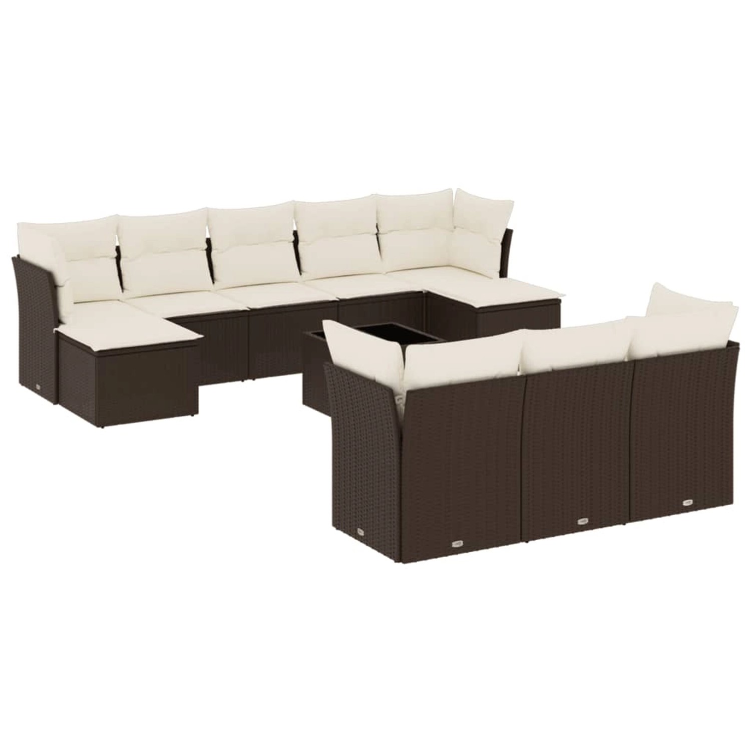 vidaXL 11-Tlg Garten-Sofagarnitur mit Kissen Braun Poly Rattan 3218343 günstig online kaufen