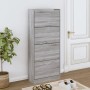 Schuhschrank Grau Sonoma aus Holzwerkstoff, 63x147 cm, mit 4 Klappen. Steht im Flur, ideal für Schuhaufbewahrung.