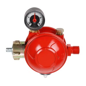 Rothenberger Propangasregler 50 mbar mit Manometer für Gasflaschen und Lötgeräte.