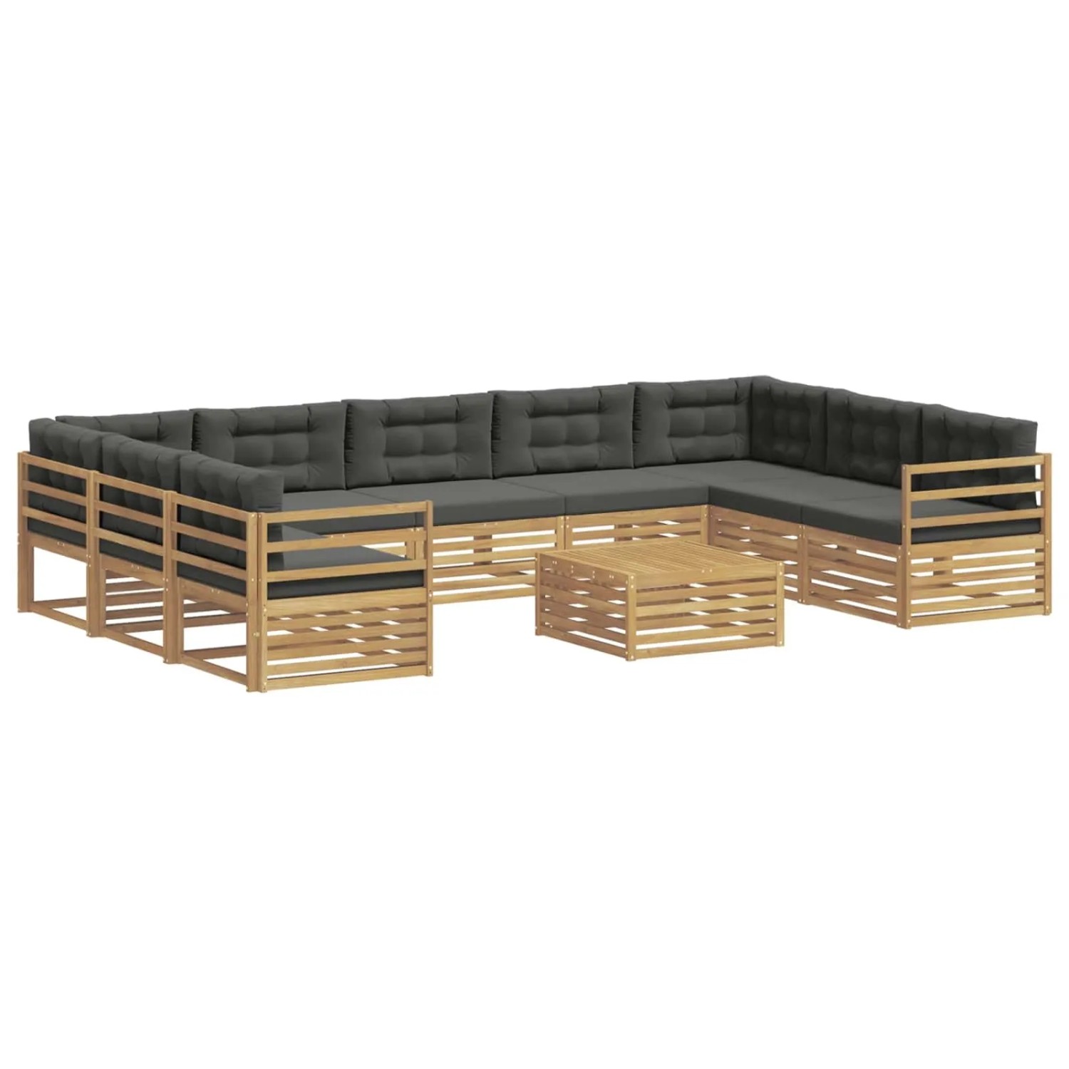 vidaXL Outdoor-Sofagarnitur mit Kissen 10 Stk Massivholz Akazie 3391177