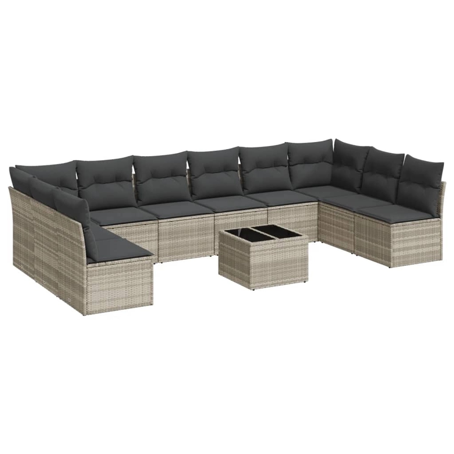 vidaXL 11-Tlg Garten-Sofagarnitur mit Kissen Hellgrau Poly Rattan 3218102 günstig online kaufen