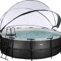 Exit Black Leather Pool, ø 427 cm, mit Abdeckung, Leiter und Sandfilterpumpe.