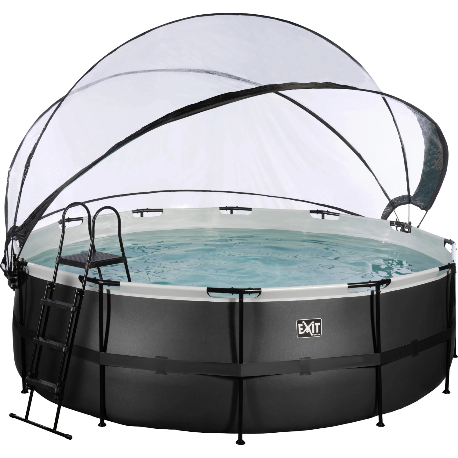 Exit Black Leather Pool, ø 427 cm, mit Abdeckung, Leiter und Sandfilterpumpe.