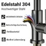 AICA Küchenarmatur, ausziehbar, Metallic Grau. Einhebelmischer mit Brause für die Küche.