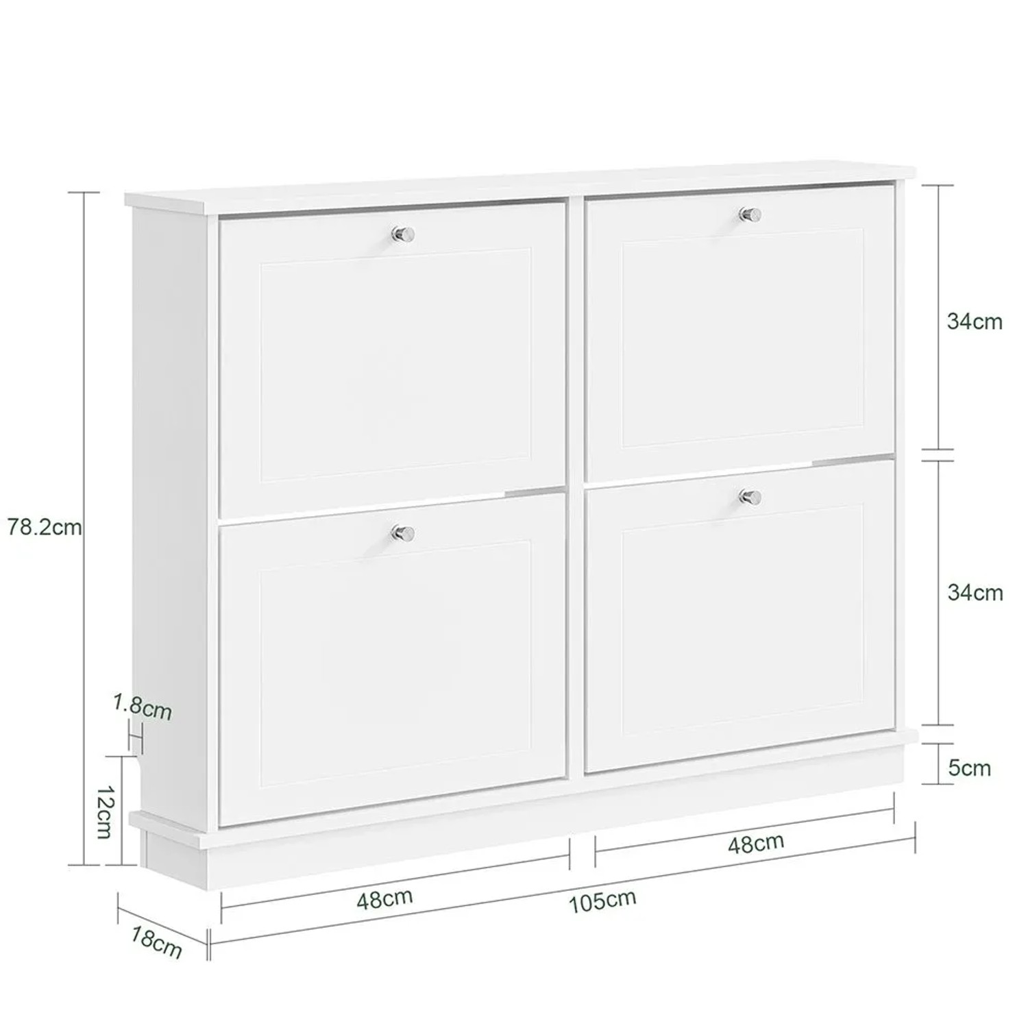 Schmaler, weißer Schuhschrank mit vier Klappen von SoBuy, ideal für Flur und Eingangsbereich.