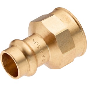 Übergangsmuffe aus Rotguss, 15 mm x 24,1 mm (Rp 3/4), für Pressfittings.