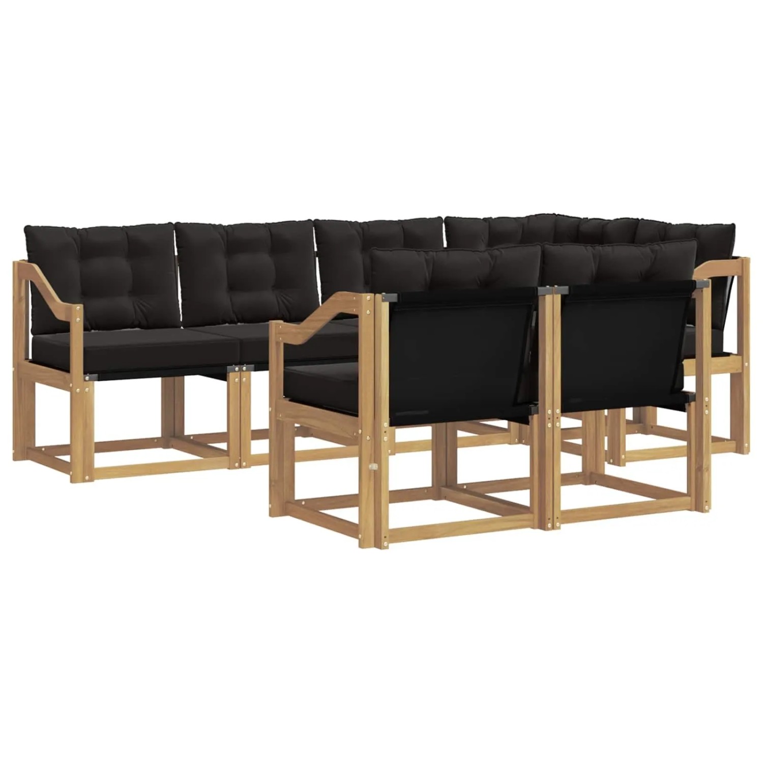 vidaXL Outdoor-Sofagarnitur mit Kissen 7-Tlg Weiß und Schwarz 3389582