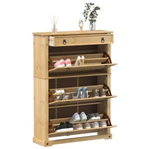 vidaXL Schuhschrank Corona 99x32x138 cm Massivholz Kiefer 4002788