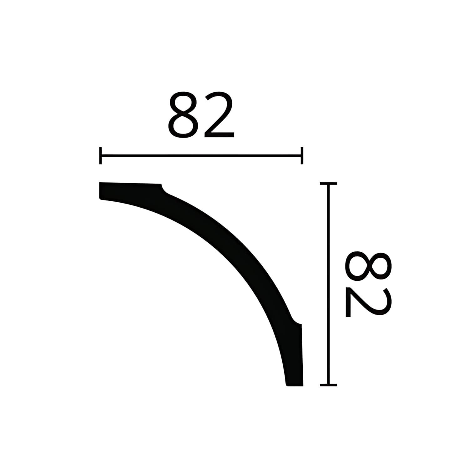 Detailaufnahme NMC B8-Box NOMASTYL Eckleiste mit Maßangaben (82x82 mm).