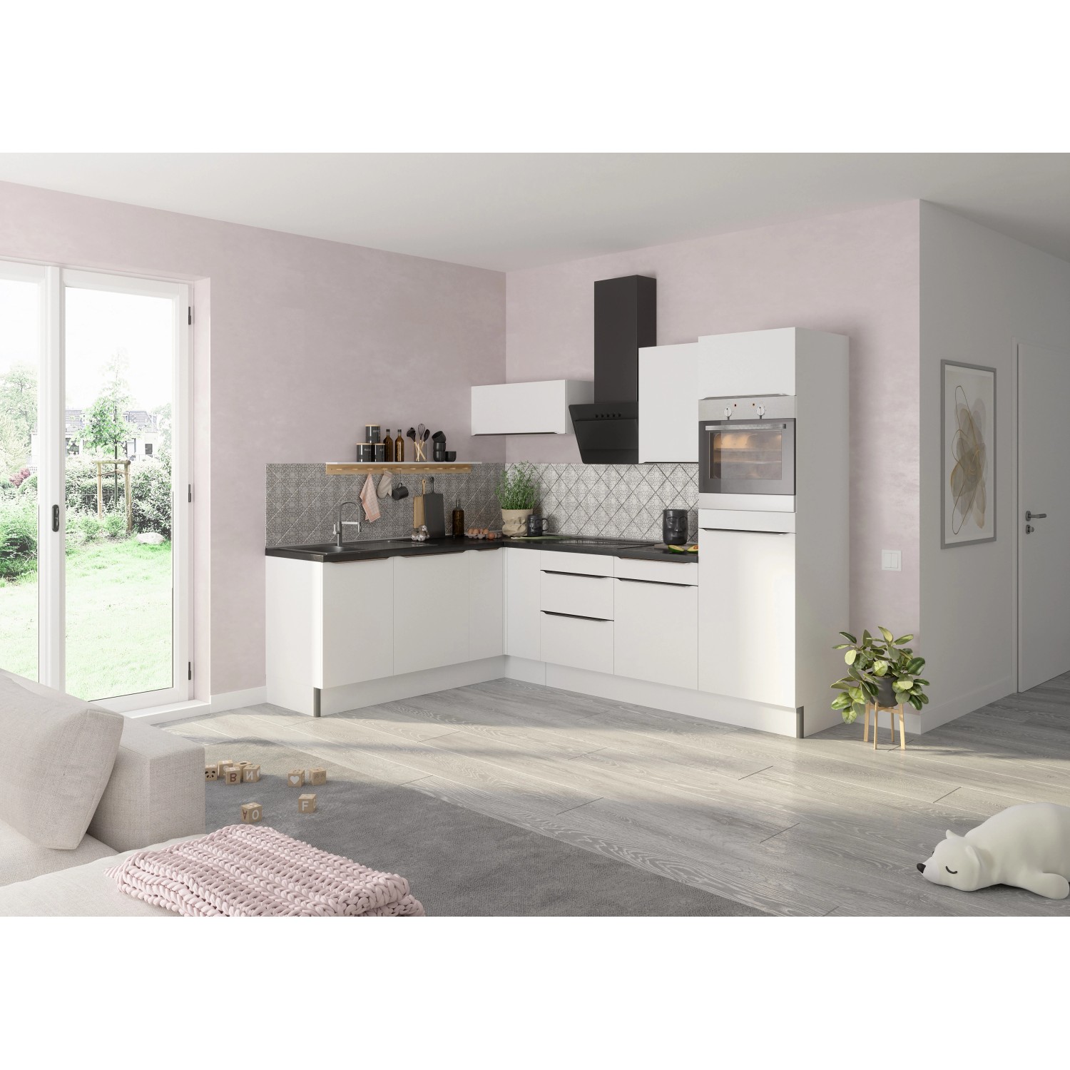 Optifit Winkelküche/L-Küche Optikoncept Arvid 270 cm Weiß