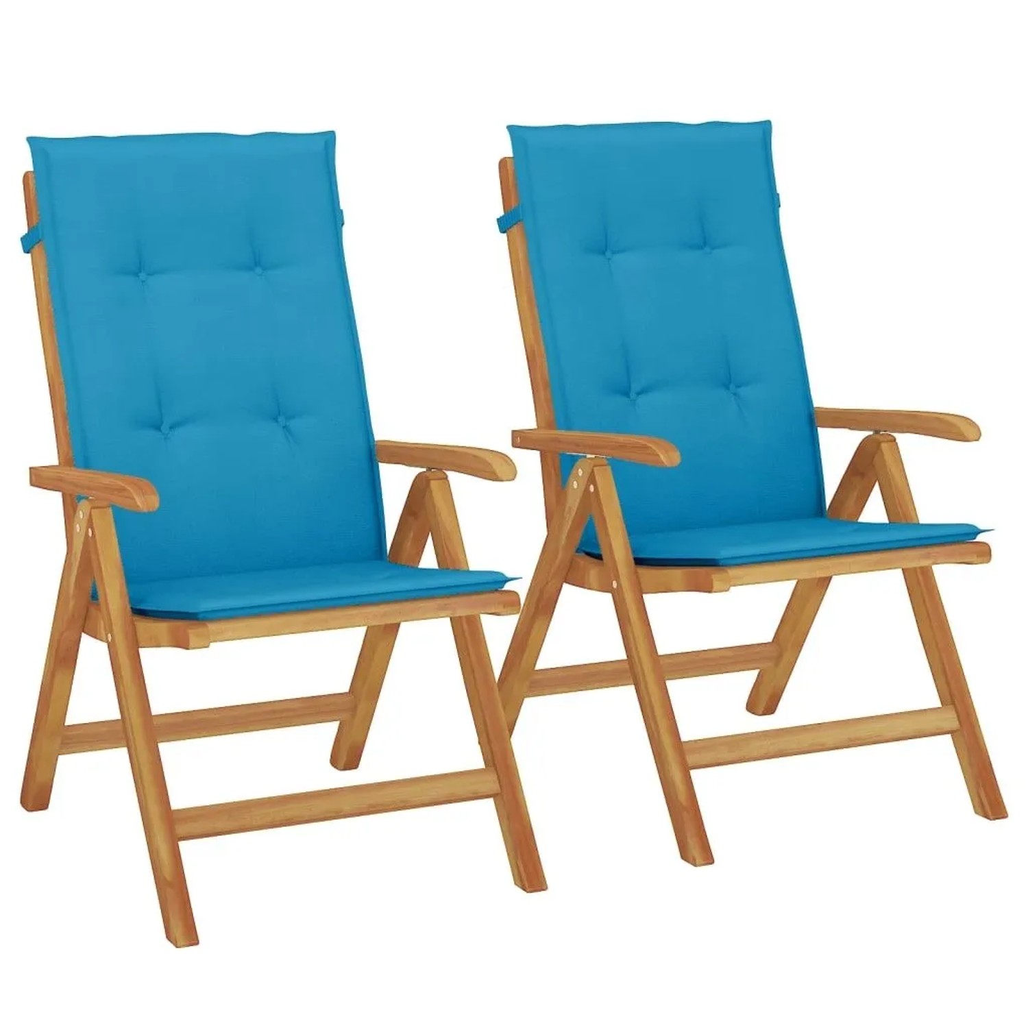vidaXL Gartenstühle mit Kissen 2 Stk Massivholz Teak 3196437