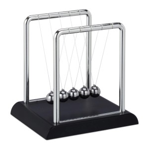 Relaxdays Newton Pendel Kunststoff Metall Schwarz Silber Schwingend 13,5 cm x 13,5 cm x 11,5 cm 200 g