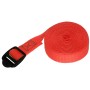 Roter Spanngurt, 25 mm breit und 2,5 m lang, mit Kunststoffschnalle.