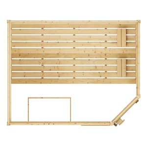Weka Massivholzsauna Valida Eck, 38mm Fichte, Eckeinstieg, Glastür/Fenster