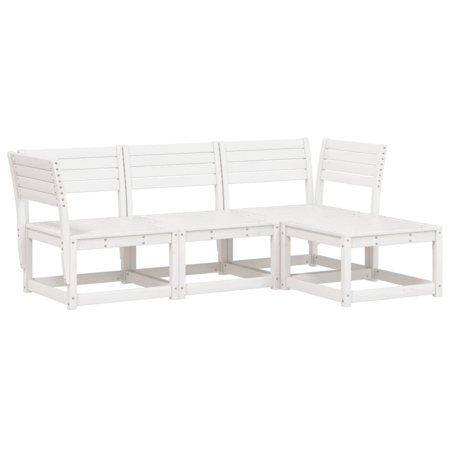 vidaXL 4-Tlg Garten-Lounge-Set Weiß Massivholz Kiefer 3216906