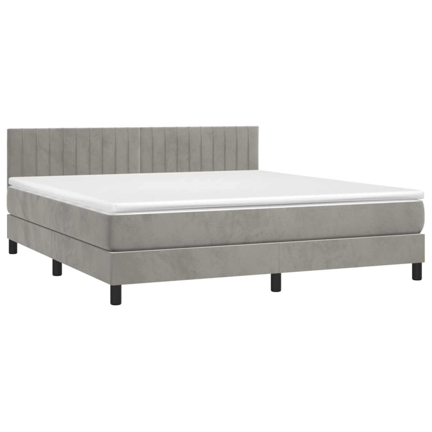 vidaXL Boxspringbett mit Matratze & LED Hellgrau 180x200 cm Samt 3134537 günstig online kaufen
