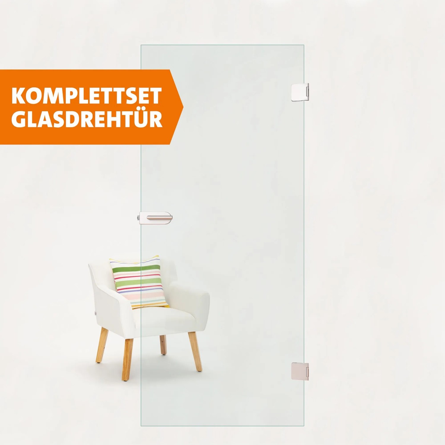 Skyscope Glasdrehtür ESG mit Beschlagsset Klar 95,9 x 197,2 cm DIN Links/Rechts