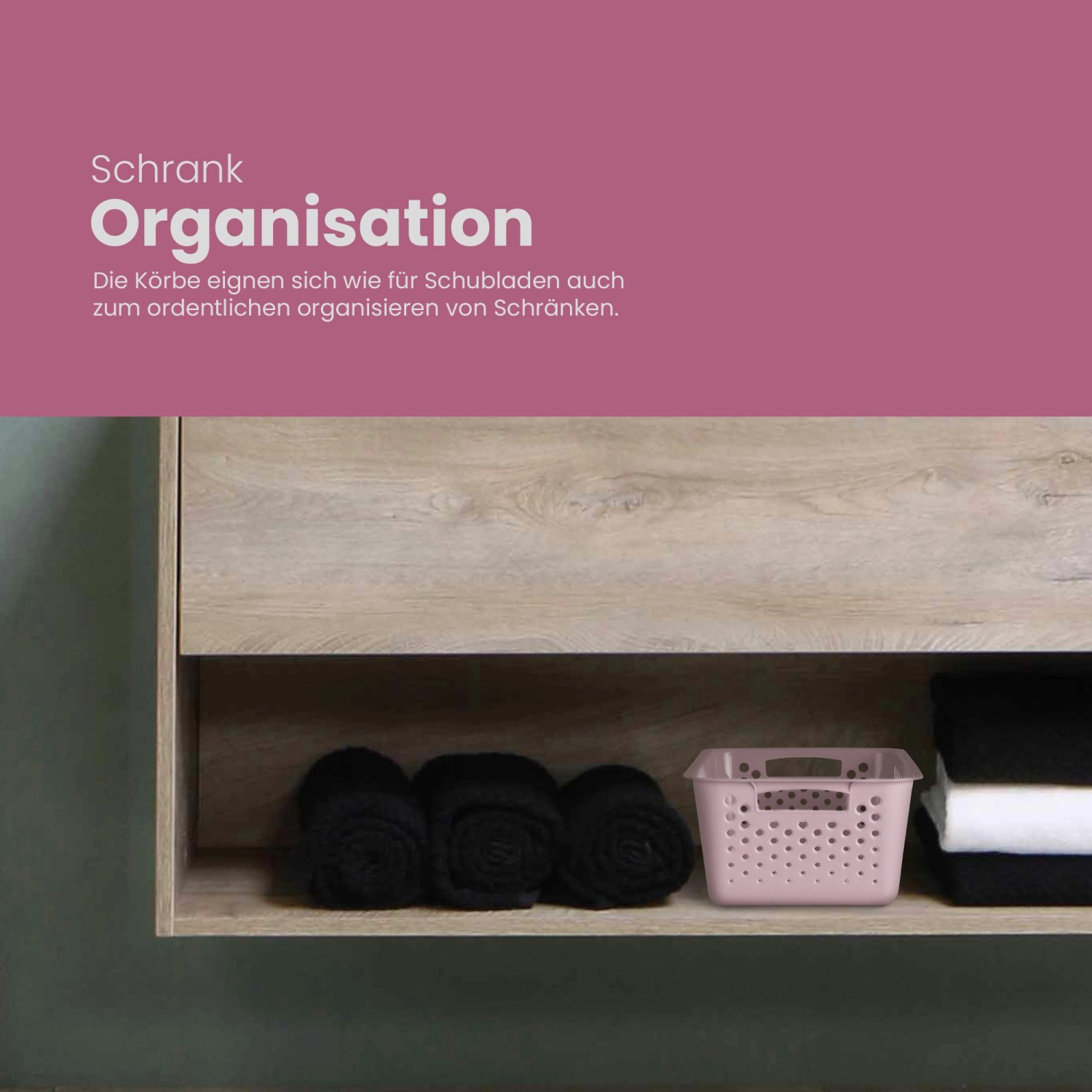 ProHome Aufbewahrungskorb, 10L, rosa, 2er-Set im Schrank. Badaccessoire für Ordnung.