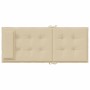 Beige Hochlehner-Auflage aus Oxford-Gewebe mit Steppung und Bindebändern. Komfortables Sitzkissen für Gartenstühle, 4er-Set.