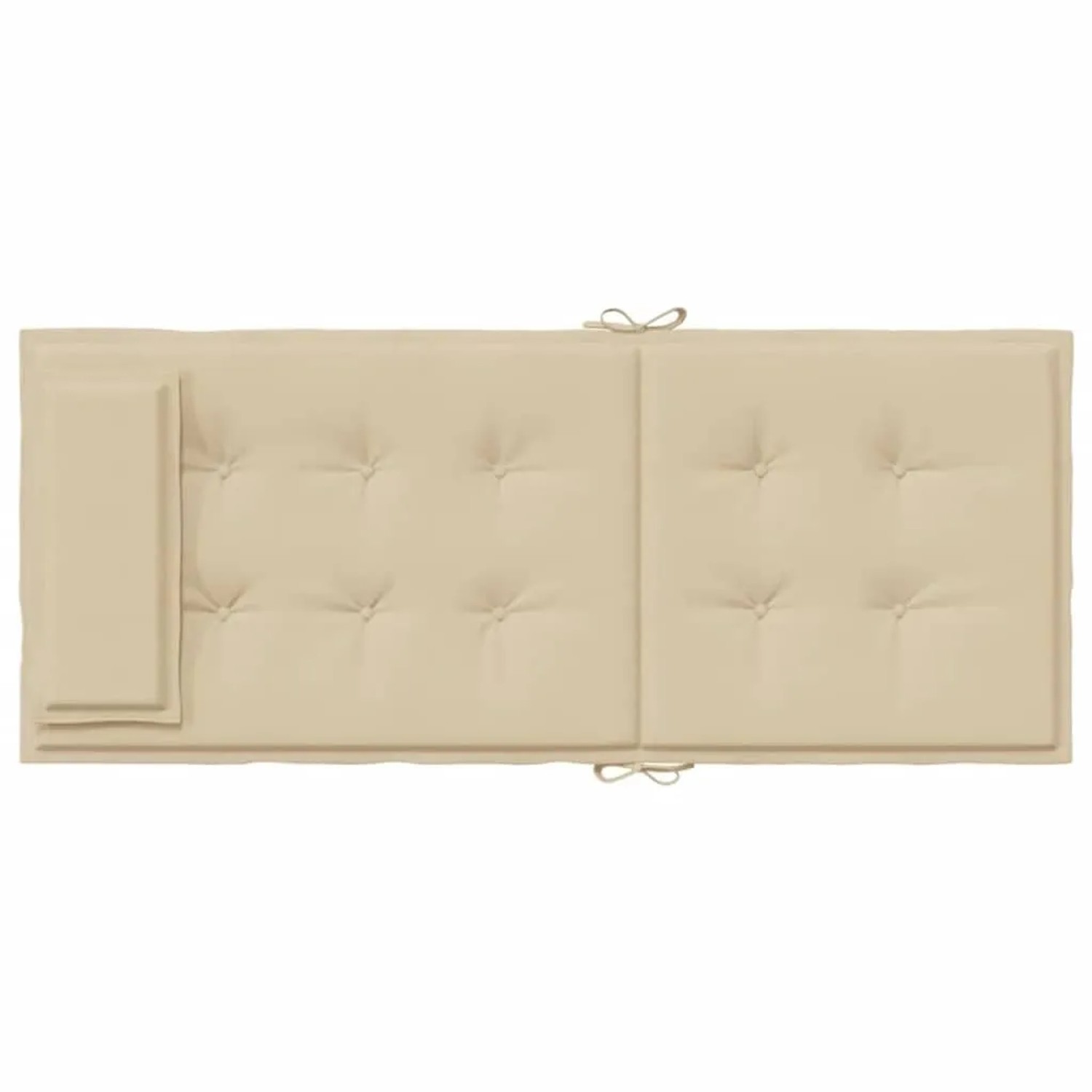 Beige Hochlehner-Auflage aus Oxford-Gewebe mit Steppung und Bindebändern. Komfortables Sitzkissen für Gartenstühle, 4er-Set.