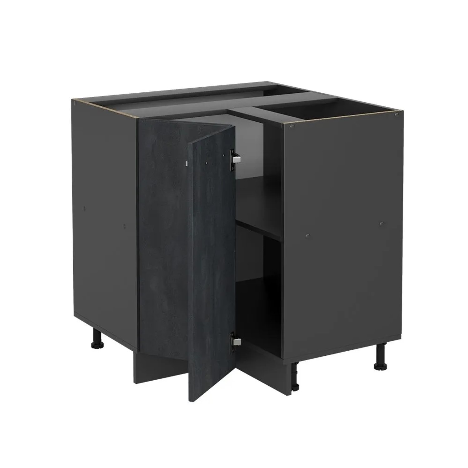 Vicco Eckunterschrank R-Line Schwarz Beton Anthrazit 76 cm AP Eiche