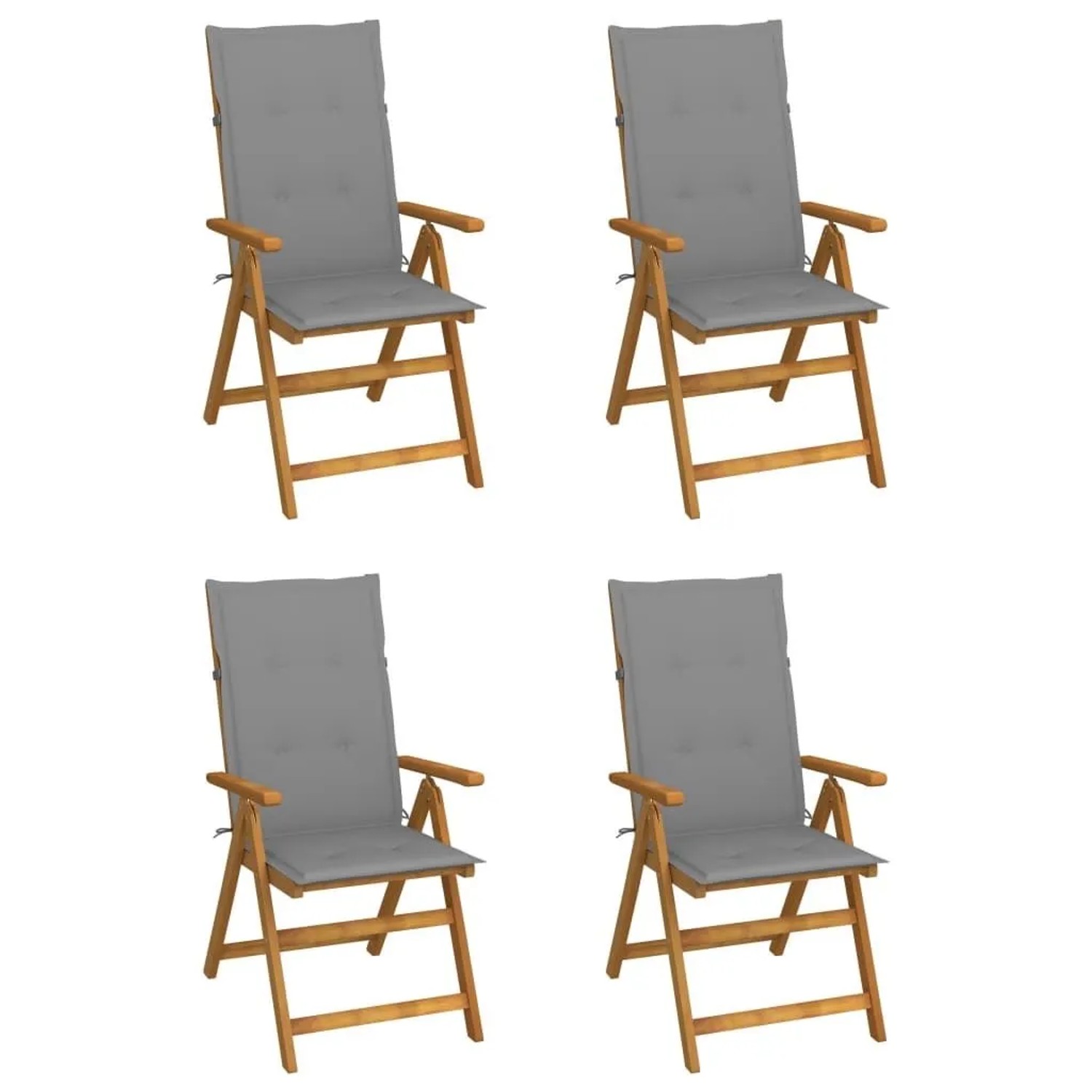 vidaXL Hochlehner Verstellbar 4 Stk mit Auflagen Massivholz Akazie 3065348