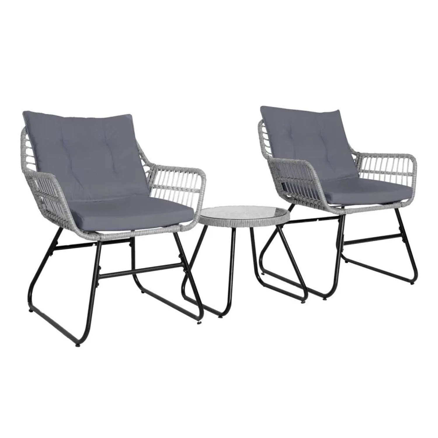 SVITA Balkonmöbel Set Amalfi Polyrattan 2 Personen Hellgrau kaufen bei OBI