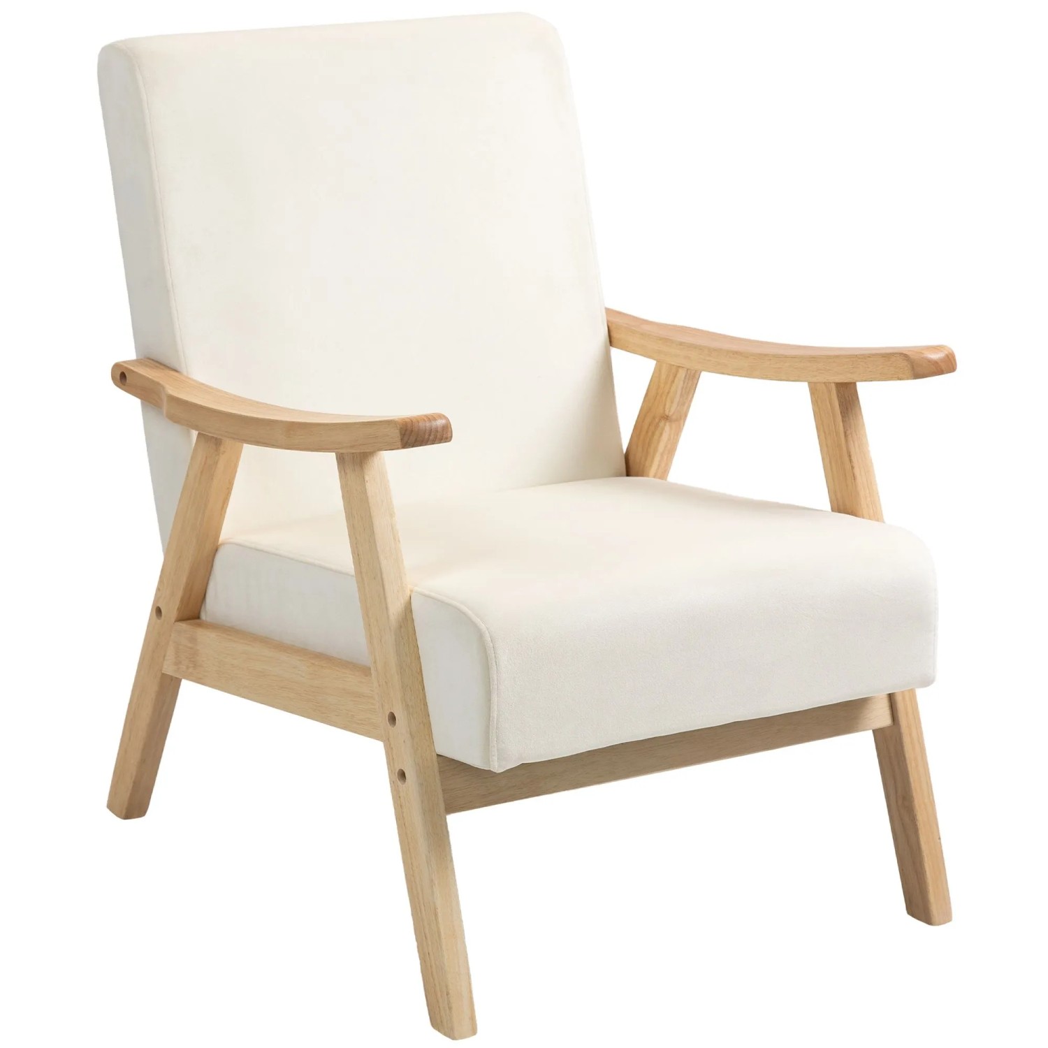 HOMCOM Sessel Wohnzimmer Nordisch Relaxsessel mit Armlehne für Schlafzimmer Cremeweiß