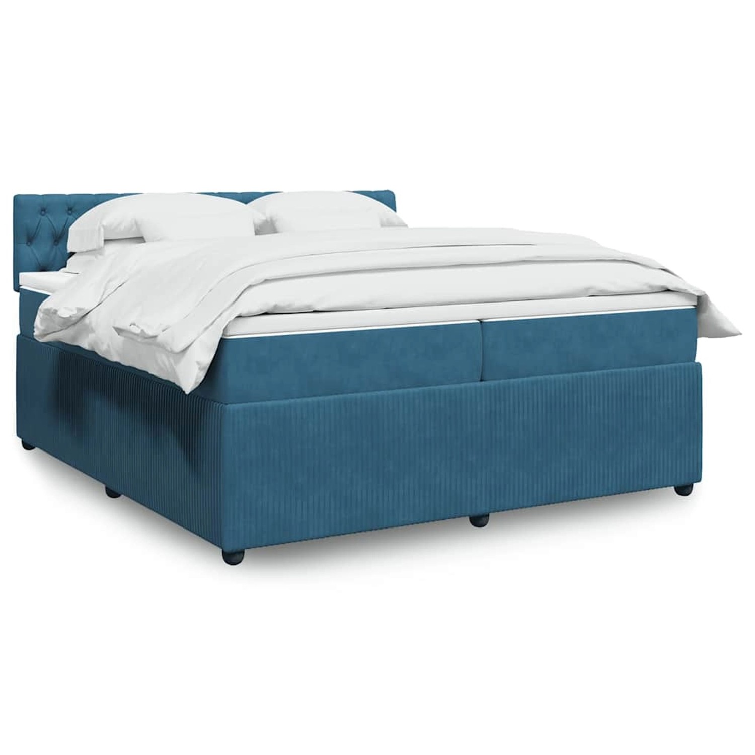 vidaXL Boxspringbett mit Matratze Blau 200x200 cm Samt 3290140 günstig online kaufen