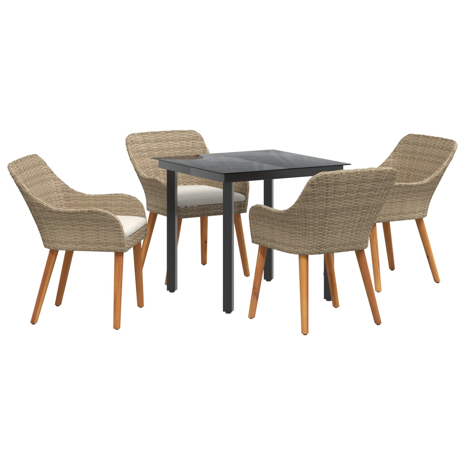 vidaXL 5-Teiliges Garten-Esszimmer Set Beigefarbenes Poly-Rattan 3261699 günstig online kaufen