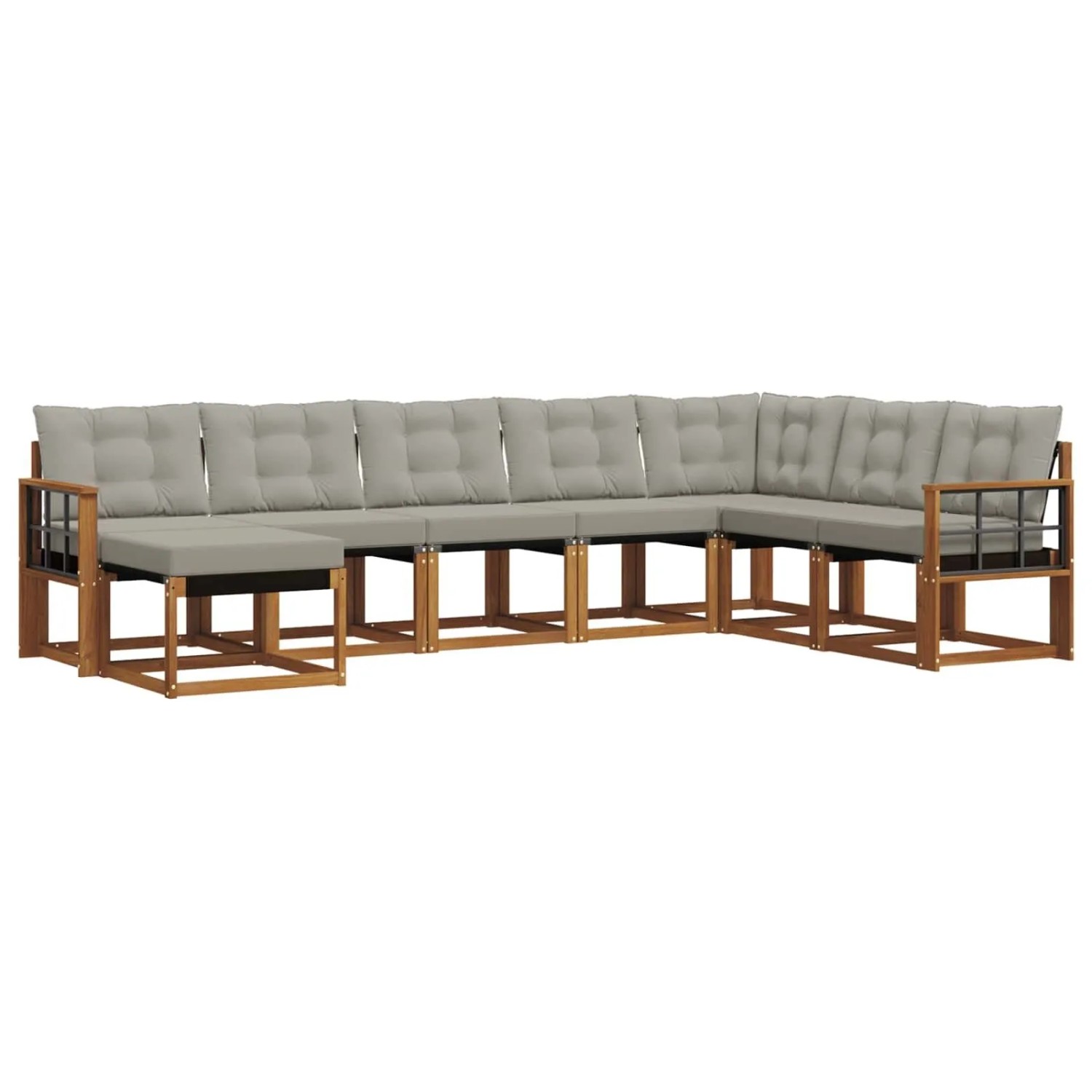 vidaXL Outdoor-Sofagarnitur mit Kissen 8-Tlg Natur und Hellgrau 3368958