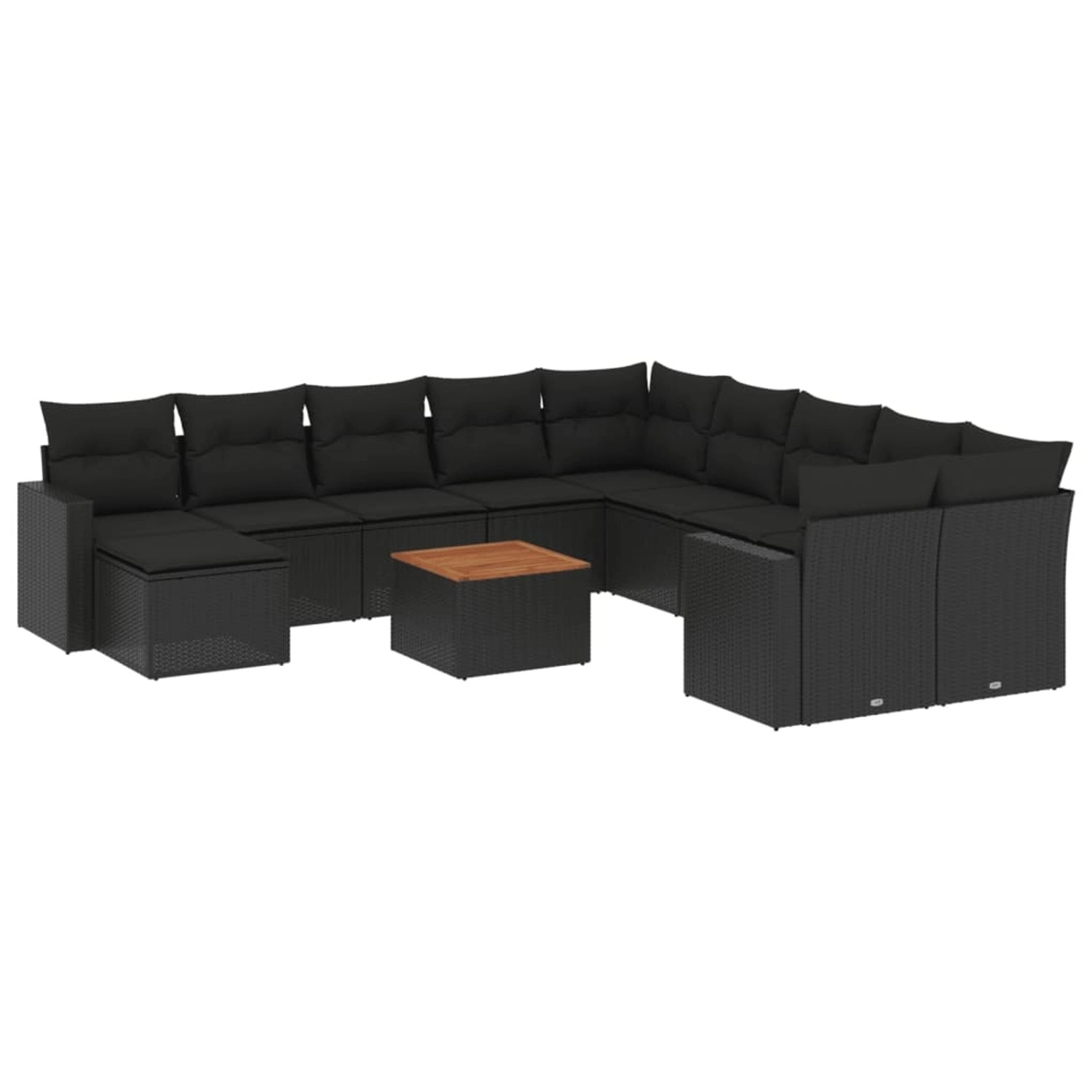 vidaXL 14-tlg Garten-Sofagarnitur mit Kissen Schwarz Poly Rattan Modell 18 günstig online kaufen