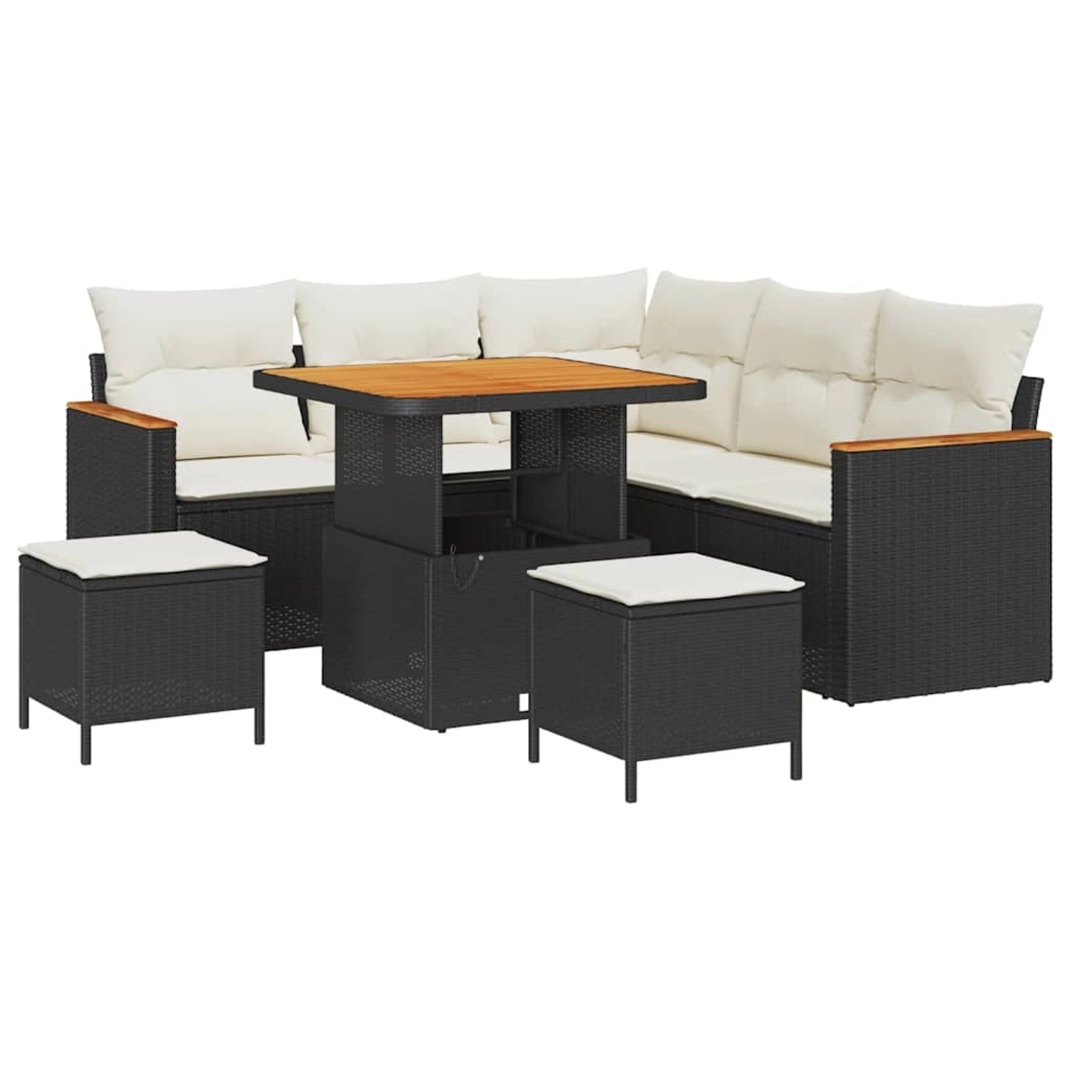 vidaXL 8-Teiliges Garten-Sofa-Set mit Kissen aus Schwarzem Polyrattan und A günstig online kaufen