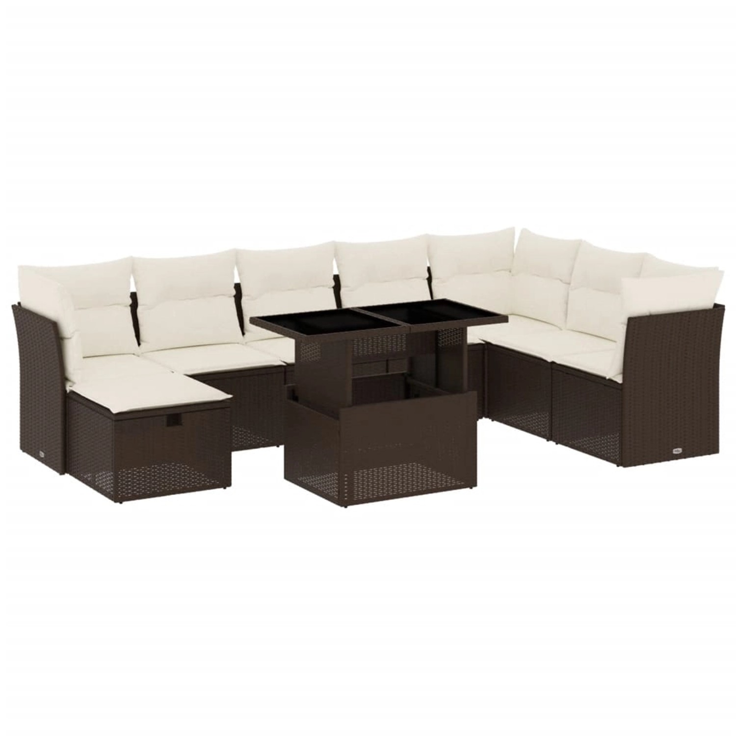 vidaXL 9-Tlg Garten-Sofagarnitur mit Kissen Braun Poly Rattan 3274713 günstig online kaufen