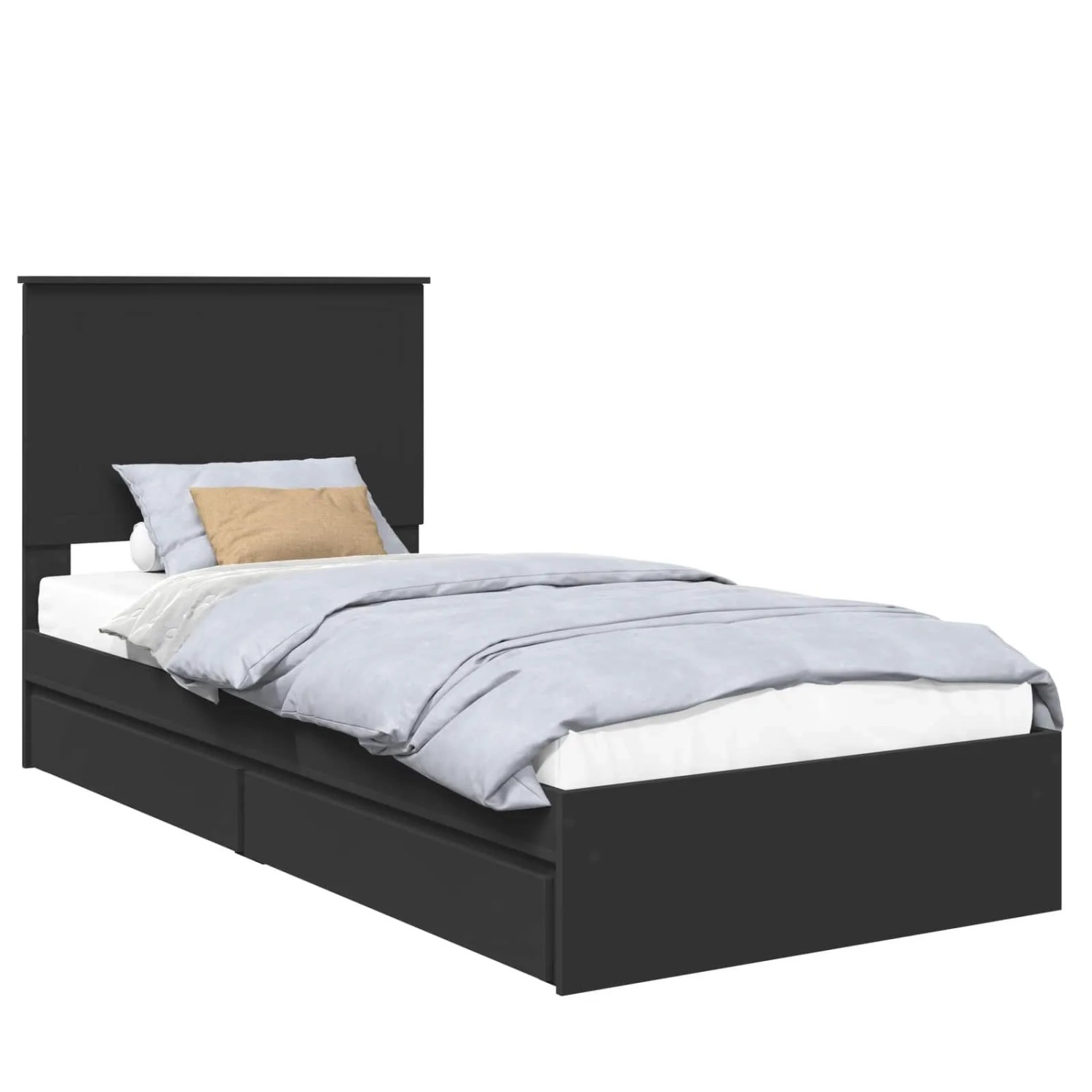 vidaXL Stauraumbett Schwarz 90 x 190 cm Holzwerkstoff 3411251 günstig online kaufen