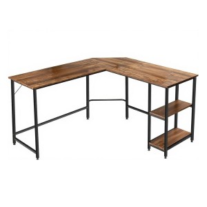 Costway L-förmiger Schreibtisch Braun