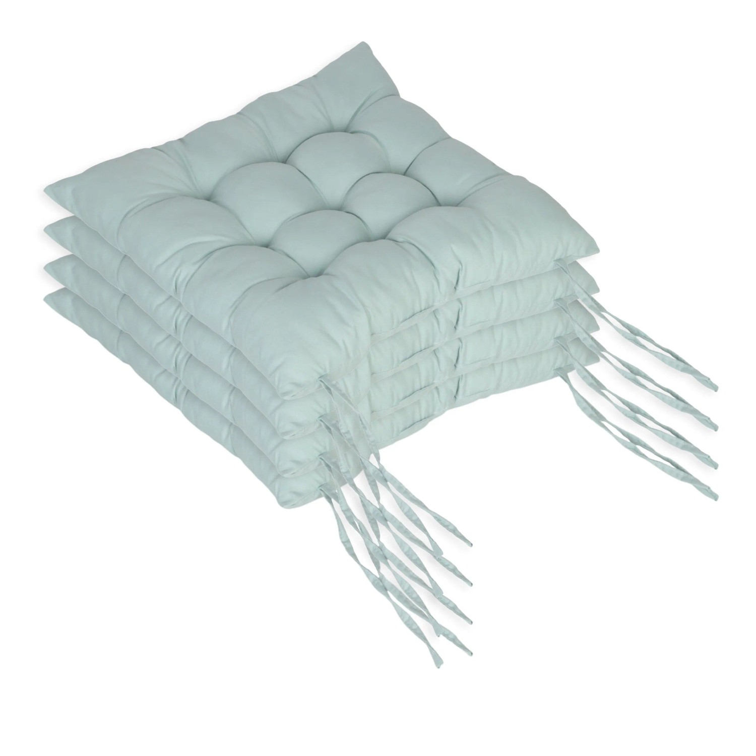 Relaxdays Stuhlkissen 4er Set Polyester Hellgrün mit Bindebändern 5 cm x 40 cm x 40 cm 230 g