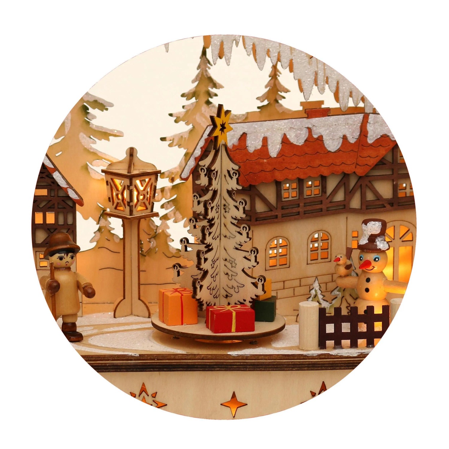 Dekohelden24 LED Holz Schwibbogen mit Bewegtem Weihnachtsbaum Inklusive Netzteil und Batteriebetrieb Möglich mit Wanderfiguren L/B/H 45 x 12 x 35 cm_5